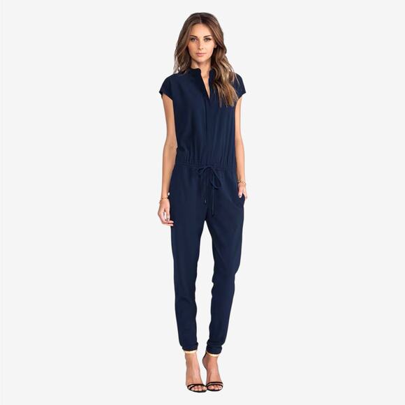 Vince Pants - NEW Vince Women’s Jumpsuit Navy Blue Short Sleeve Boho Drawstring Waist Size 2